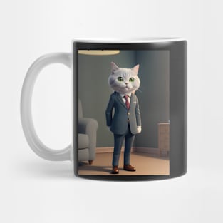 Cat Wearing a Suit - Modern Digital Art Mug